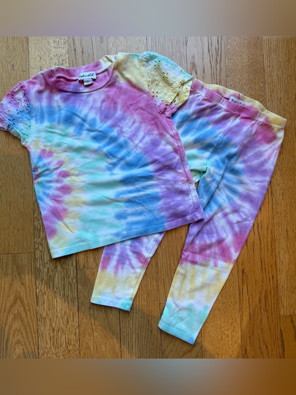 Splendid Pastel Tie-Dye Tee and Leggings Set - Pink, Blue, Yellow, Green, Purple